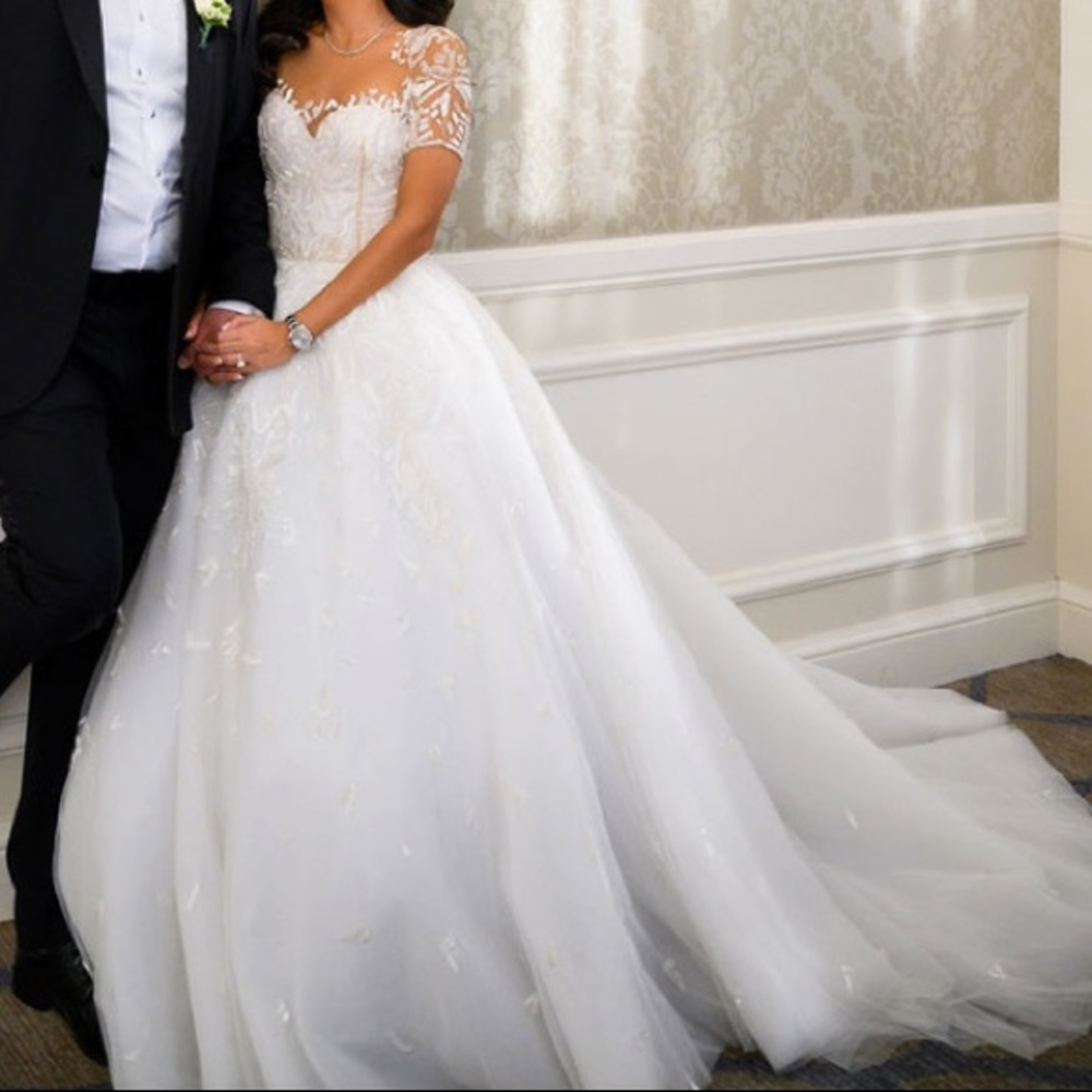 Zuhair Murad Beaded Short Sleeve Wedding Gown